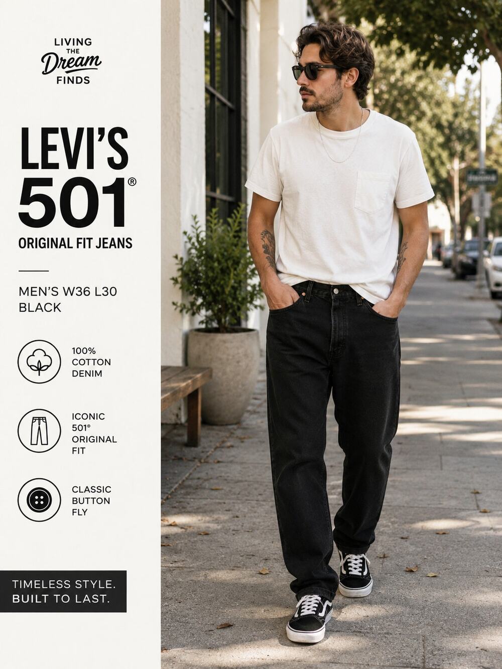 Levi's 501 Original Fit Jeans Men's W36 L30 Black Button Fly Straight Leg Denim